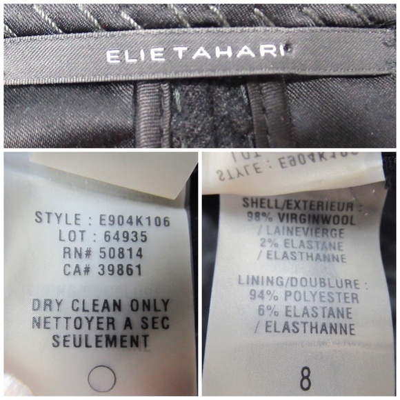 ELIE TAHARI Vintage Black Wool Victorian Style Embroidered Jacket Women’s Size 8 - Picture 11 of 12